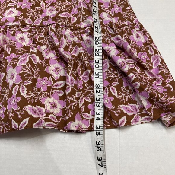 Jason Wu Dress Womens L Mauve One Shoulder Puff Sleeve Belted Floral Mini Party - Picture 4 of 9